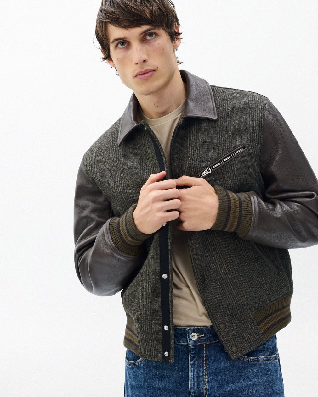 Jeremy British Wool Varsity Jacket Brown - Image 4