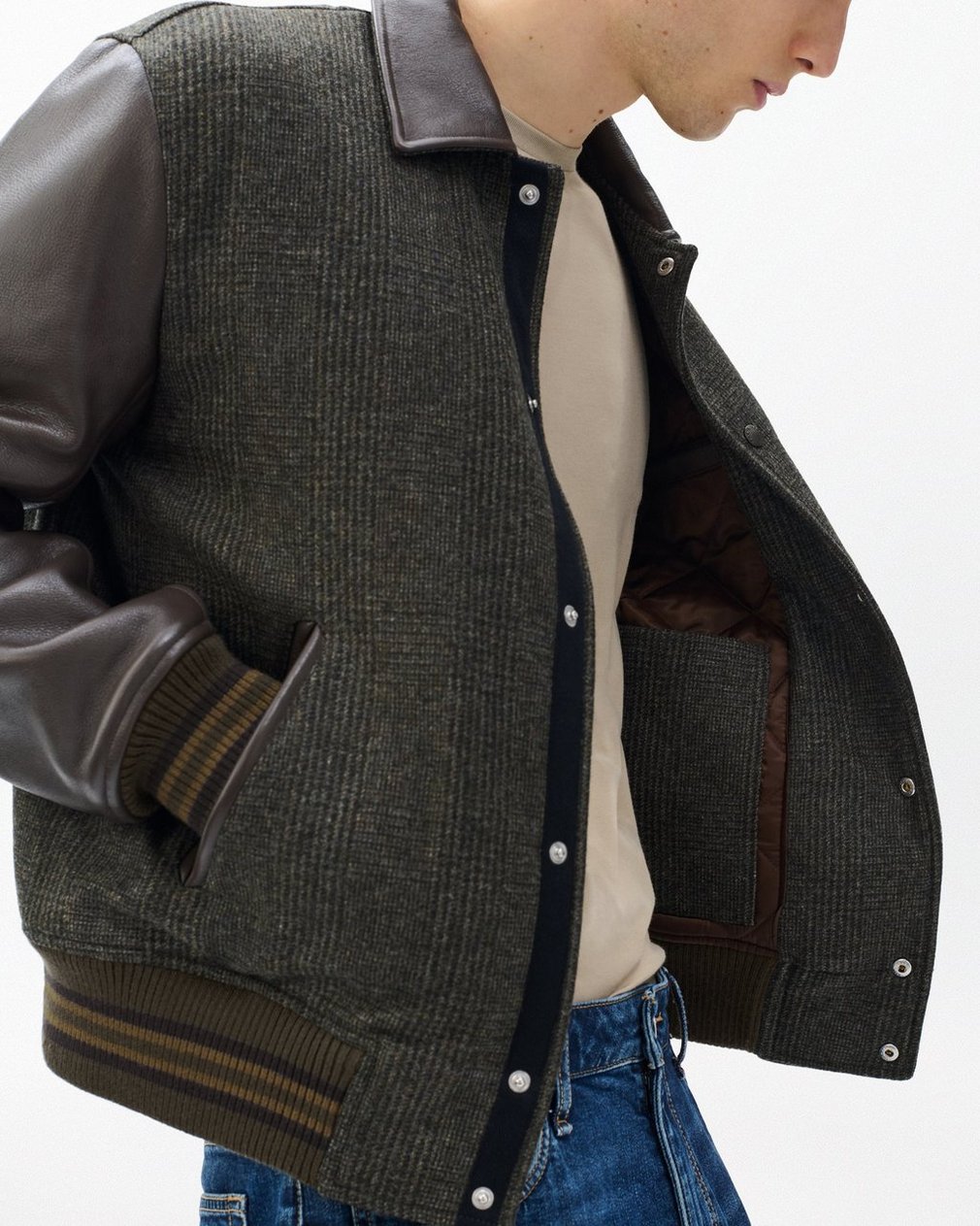 Jeremy British Wool Varsity Jacket Brown - Image 5