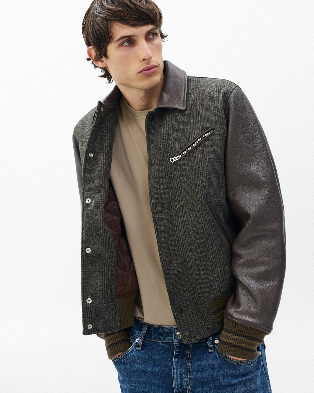 Jeremy British Wool Varsity Jacket Brown - Image 6