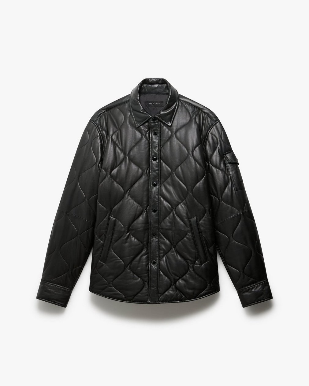Dane Leather Quilted Shirt Jacket Black - Image 2