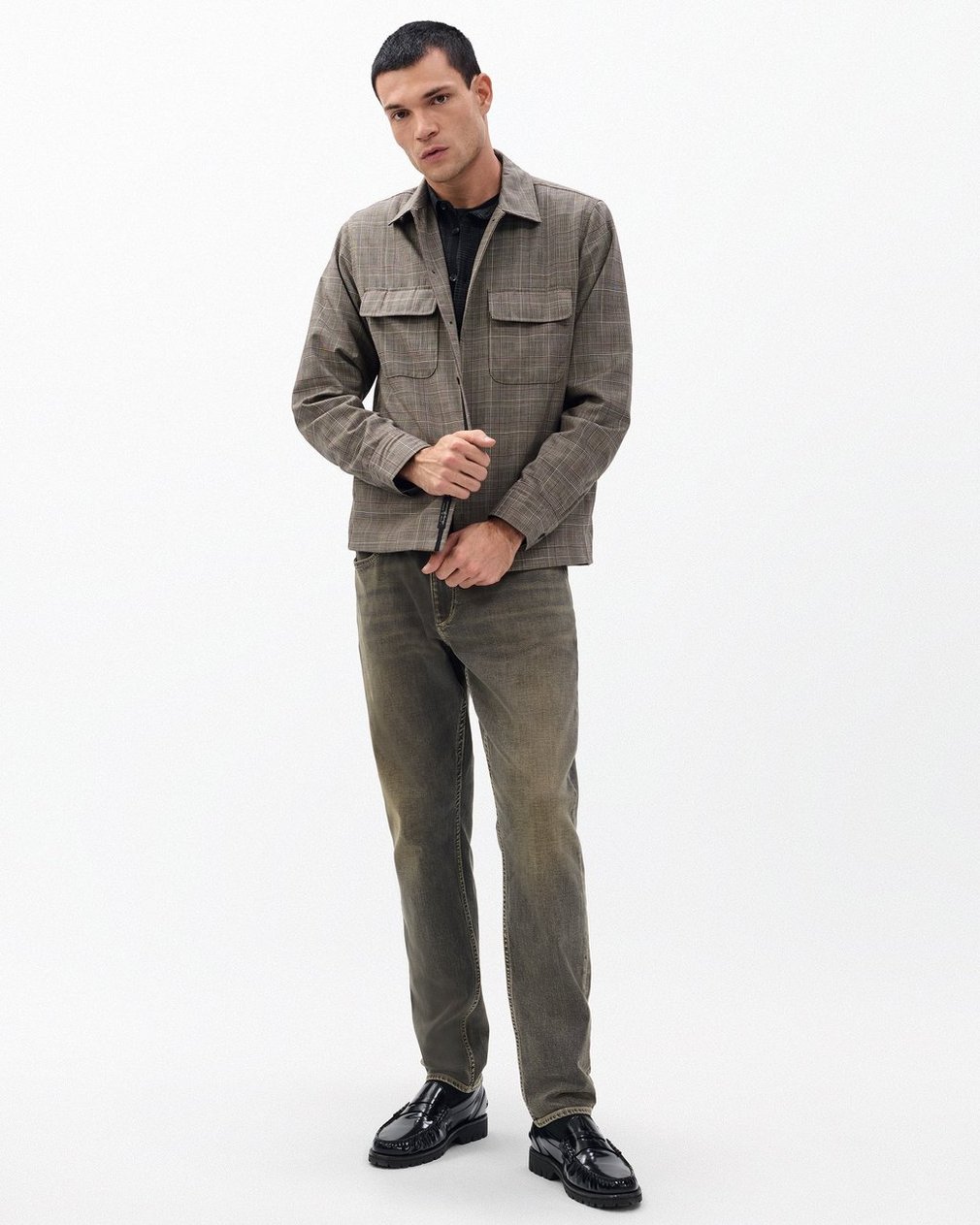 Isaiah Italian Wool Shirt Jacket Grey Check - Image 3