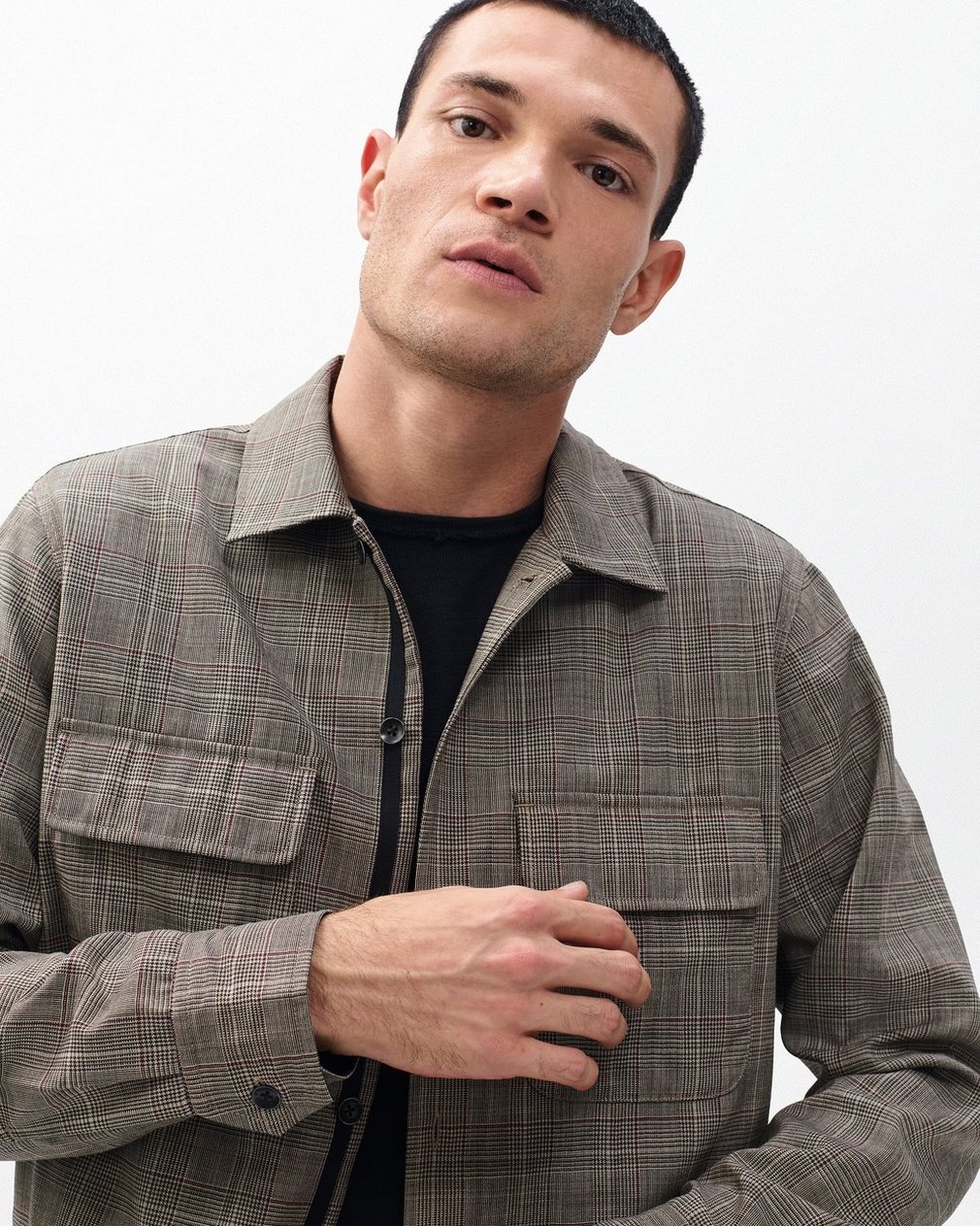 Isaiah Italian Wool Shirt Jacket Grey Check - Image 4