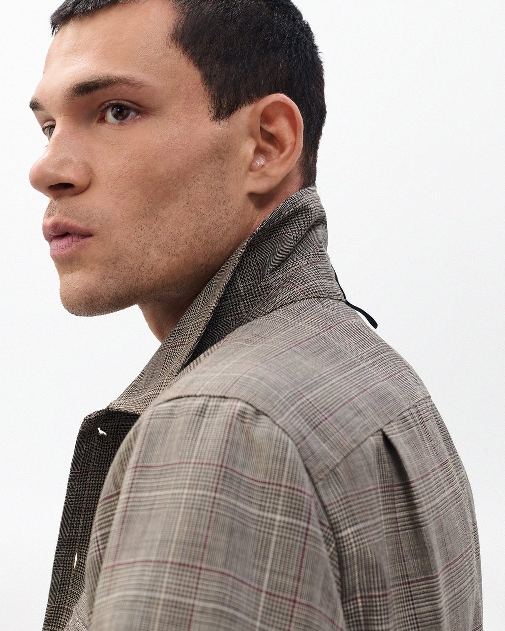 Isaiah Italian Wool Shirt Jacket Grey Check - Image 6