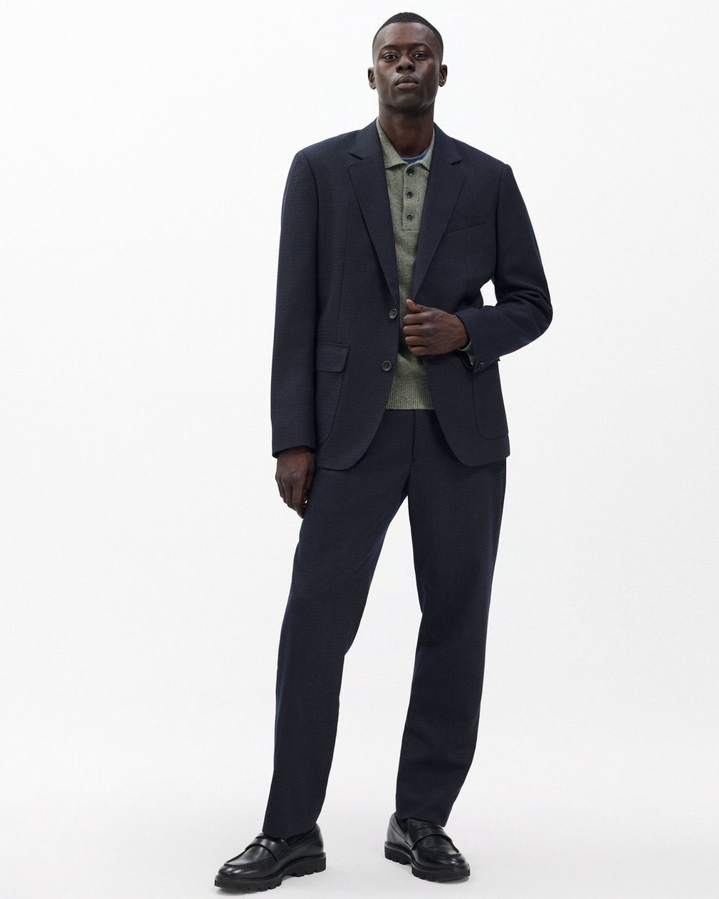 Butler Italian Pinstripe Blazer Navy - Image 2