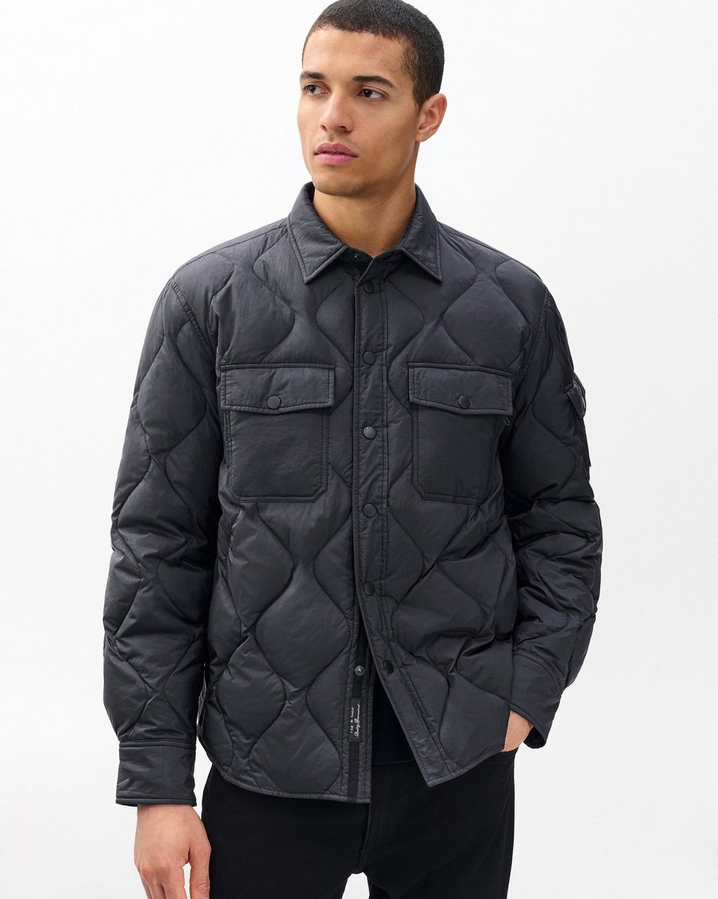 Dane Quilted Shirt Jacket Black