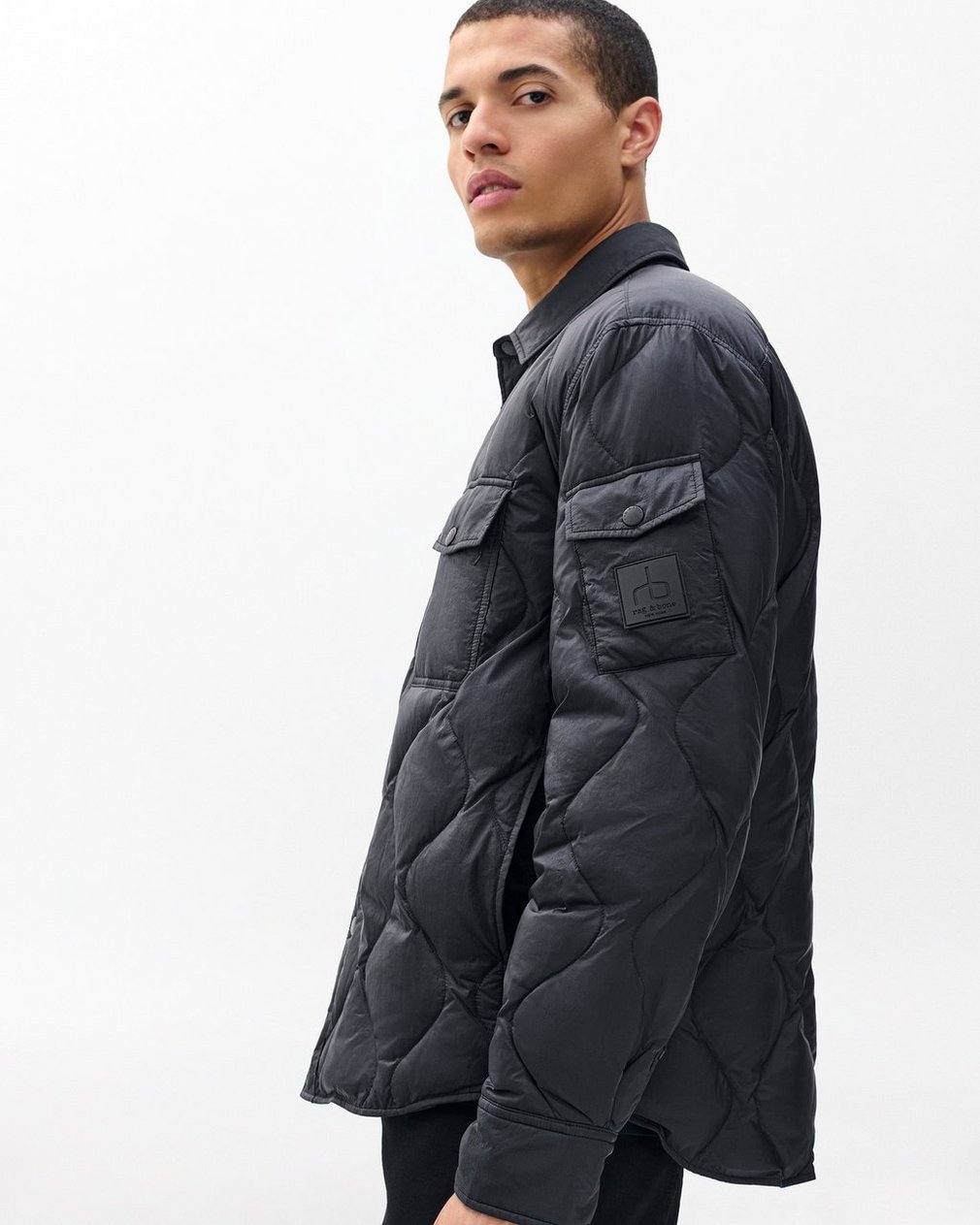 Dane Quilted Shirt Jacket Black - Image 3