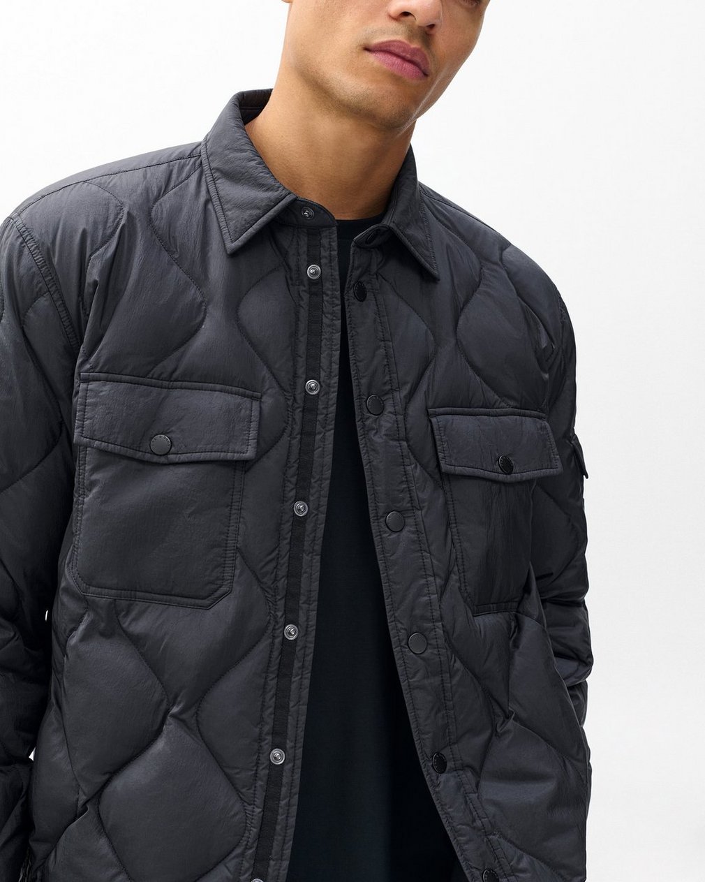 Dane Quilted Shirt Jacket Black - Image 4