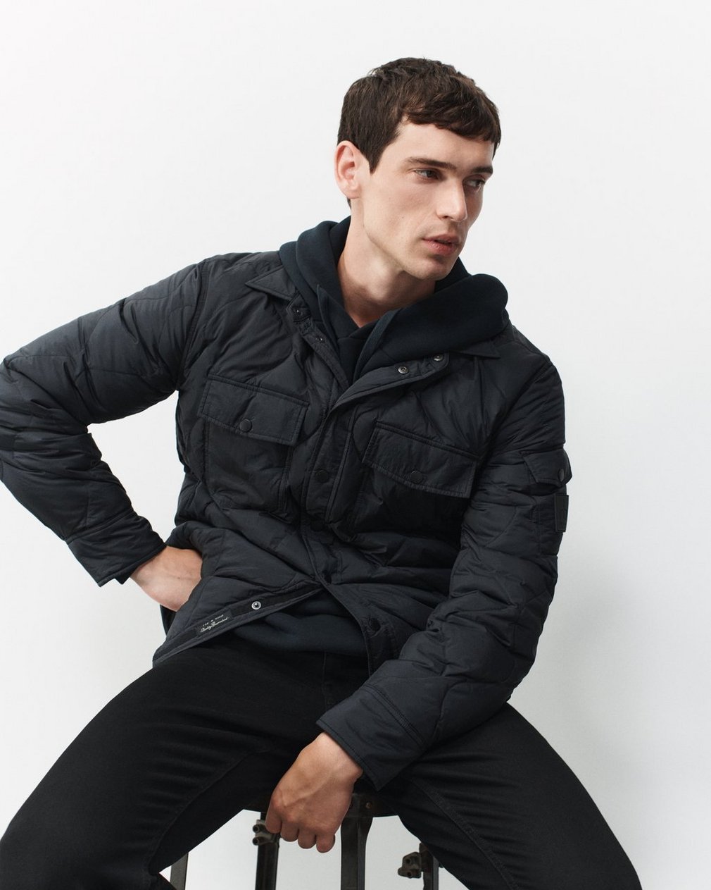 Dane Quilted Shirt Jacket Black - Image 6