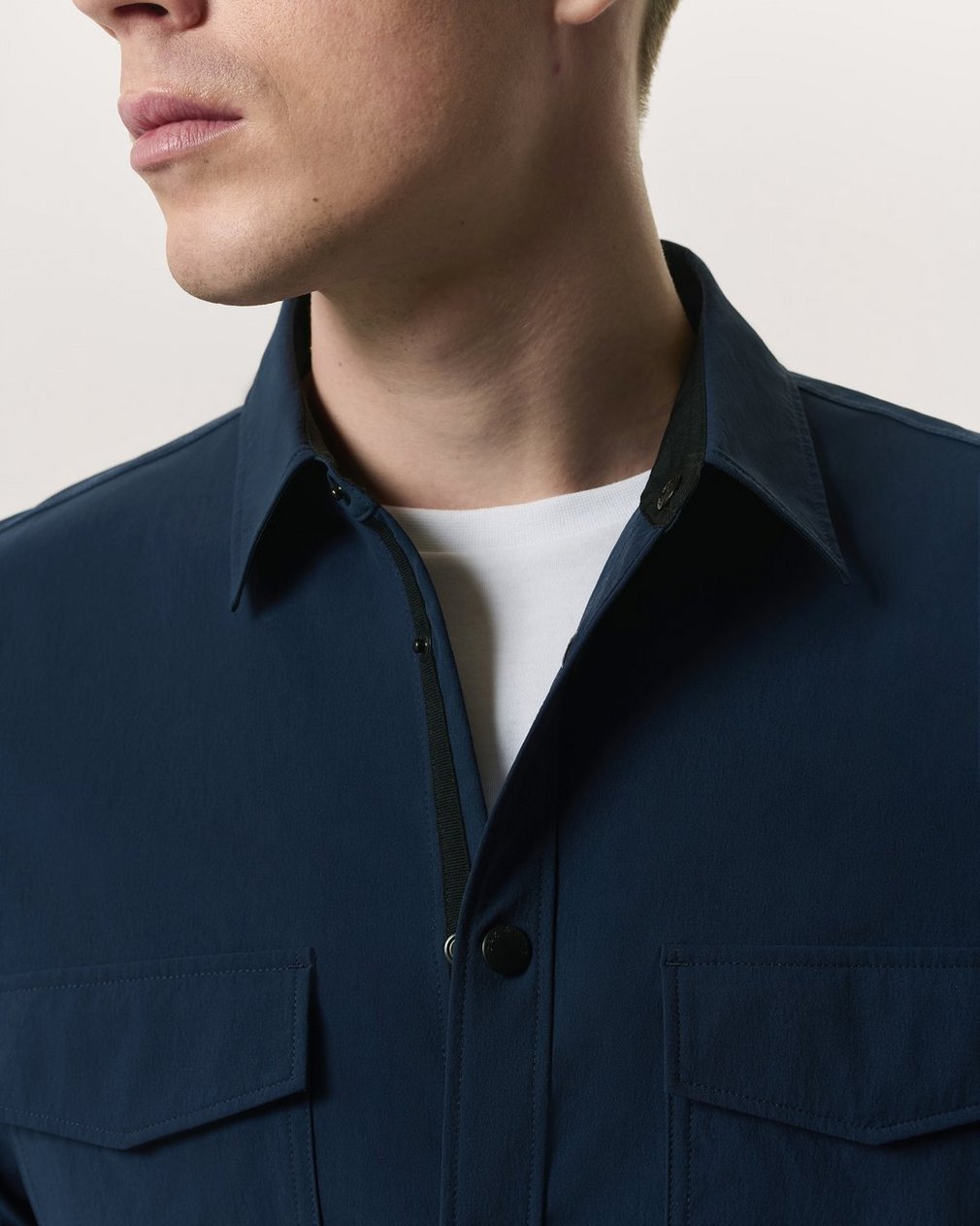 Stretch Nylon CPO Overshirt Navy - Image 3