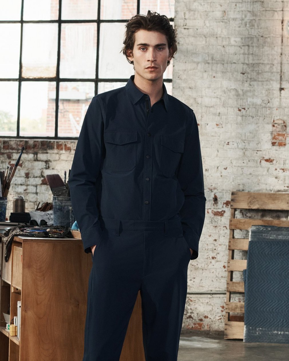 Stretch Nylon CPO Overshirt Navy - Image 7