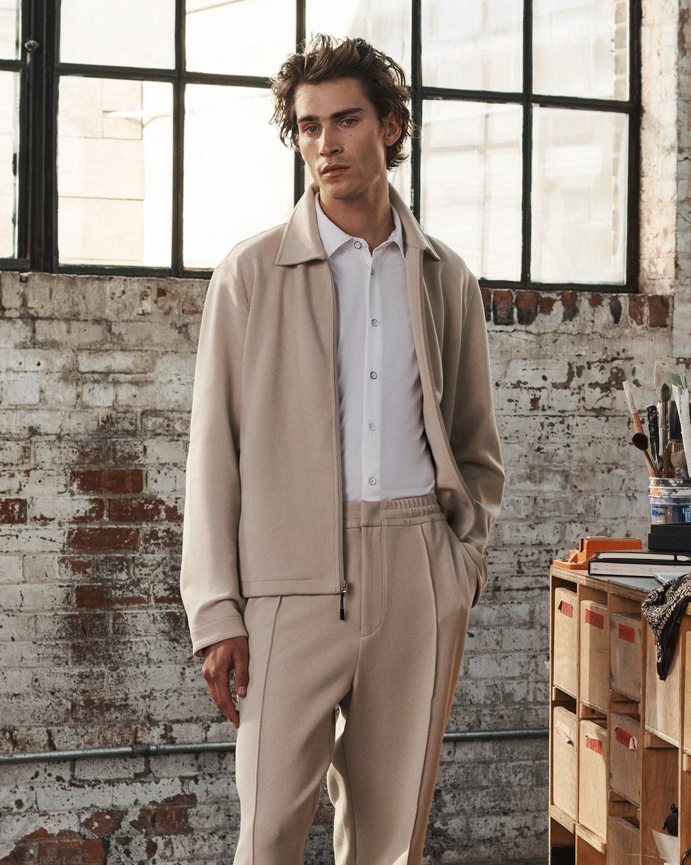 Melrose Tech Ponte Jacket Aged Taupe - Image 6