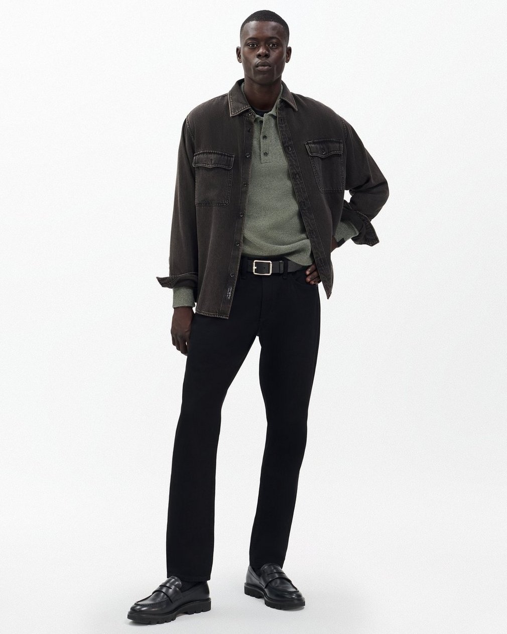 Declan Cashmere Polo Sweater Army - Image 2