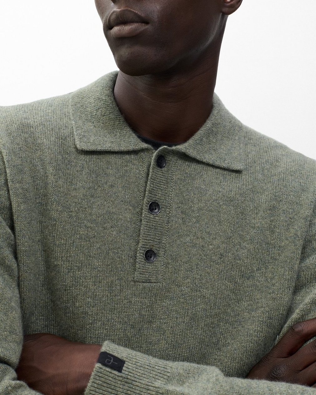 Declan Cashmere Polo Sweater Army - Image 3