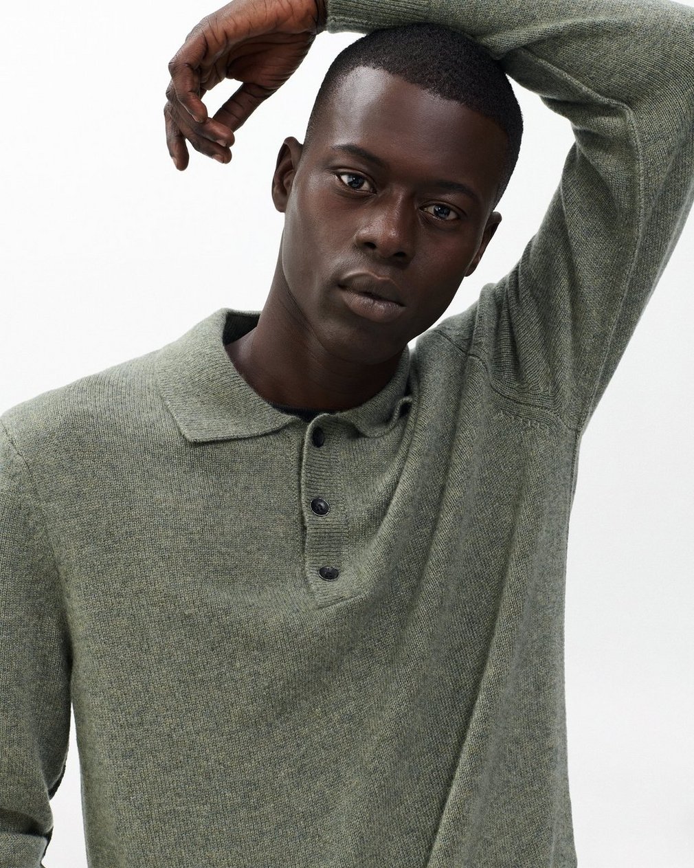 Declan Cashmere Polo Sweater Army - Image 5