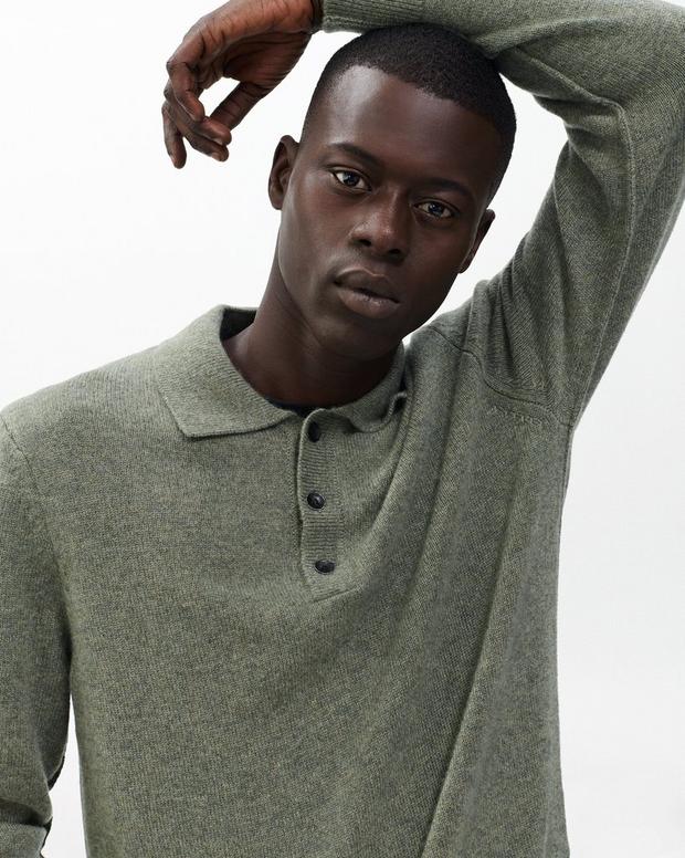 Declan Cashmere Polo Sweater Army - Image 6