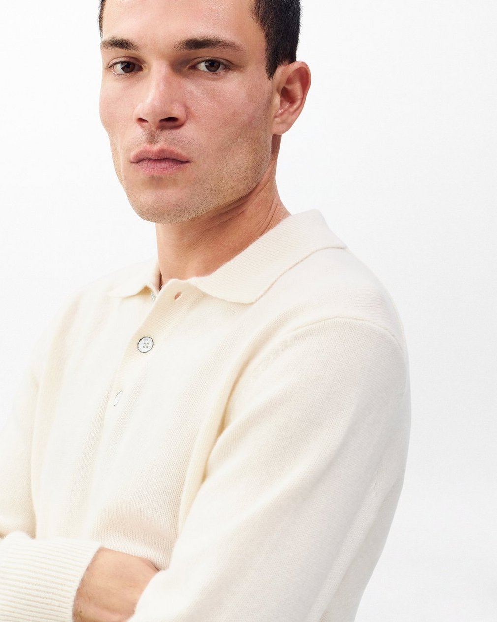Declan Cashmere Polo Sweater Ivory - Image 4