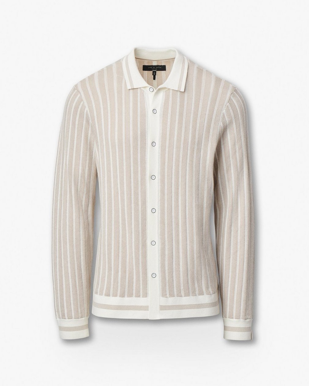 Harvey Ribbed Knit Shirt Ivory - Image 2