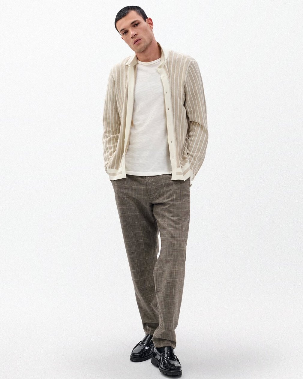 Harvey Ribbed Knit Shirt Ivory - Image 3