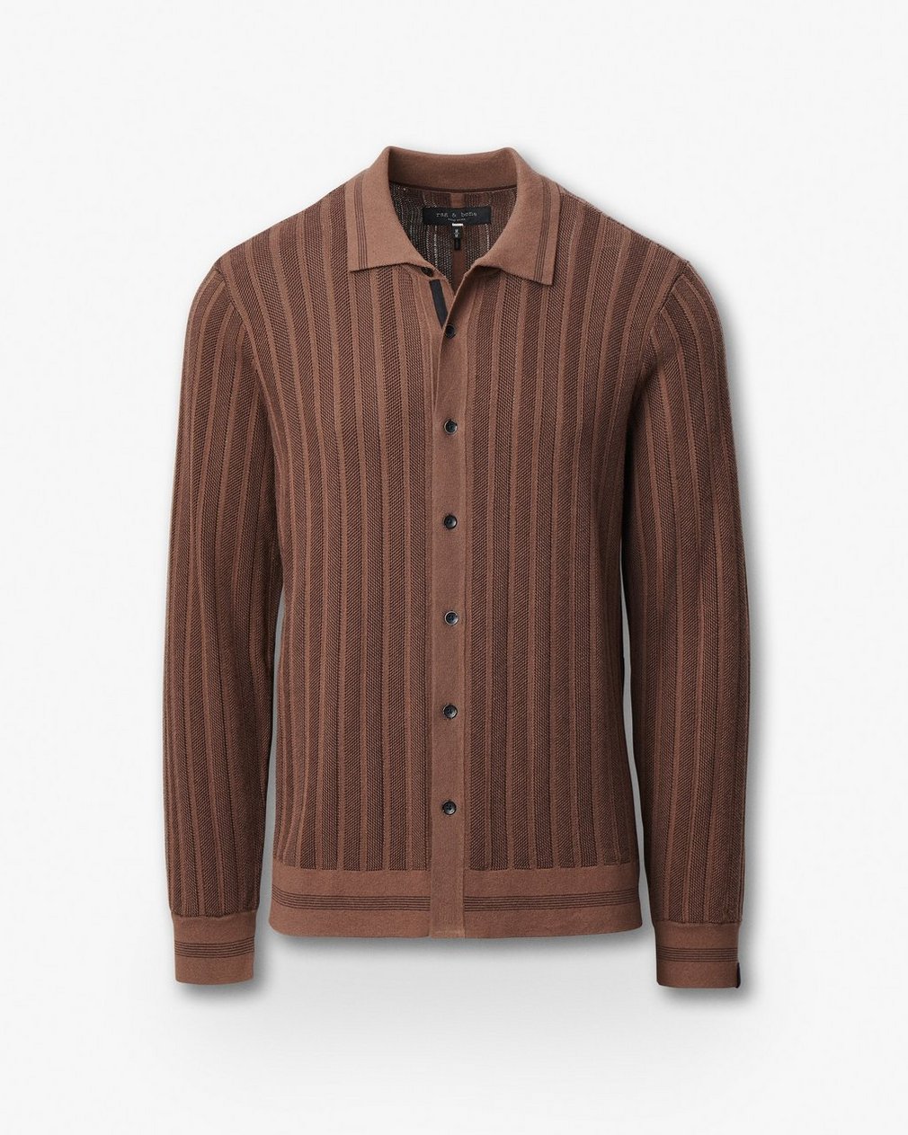Harvey Ribbed Knit Shirt Coffee - Image 2