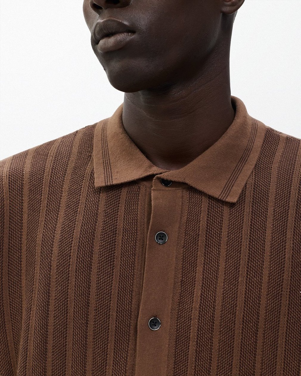 Harvey Ribbed Knit Shirt Coffee - Image 4