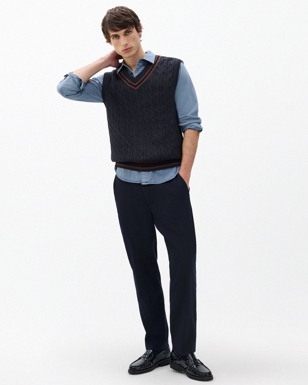Tristan Cricket Sweater Vest Dark Grey - Image 3