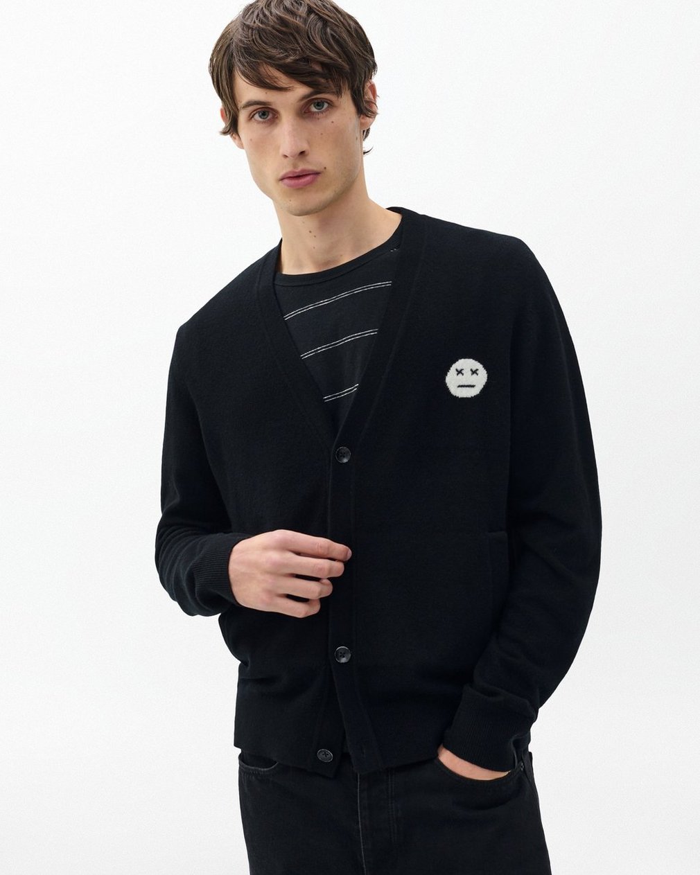 Sour Face Wool Cardigan Black