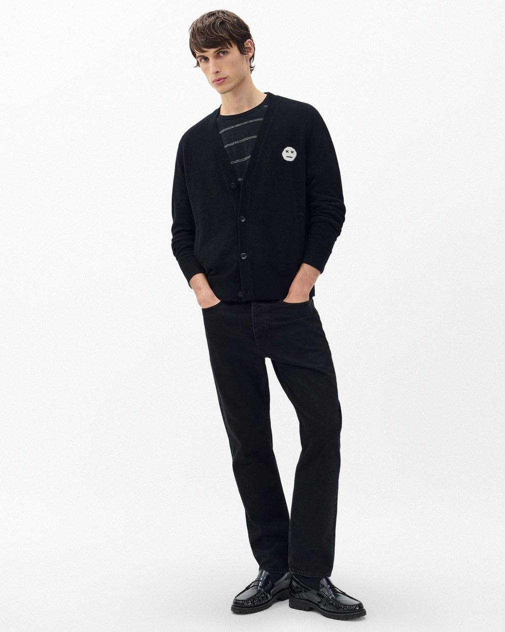 Sour Face Wool Cardigan Black - Image 3