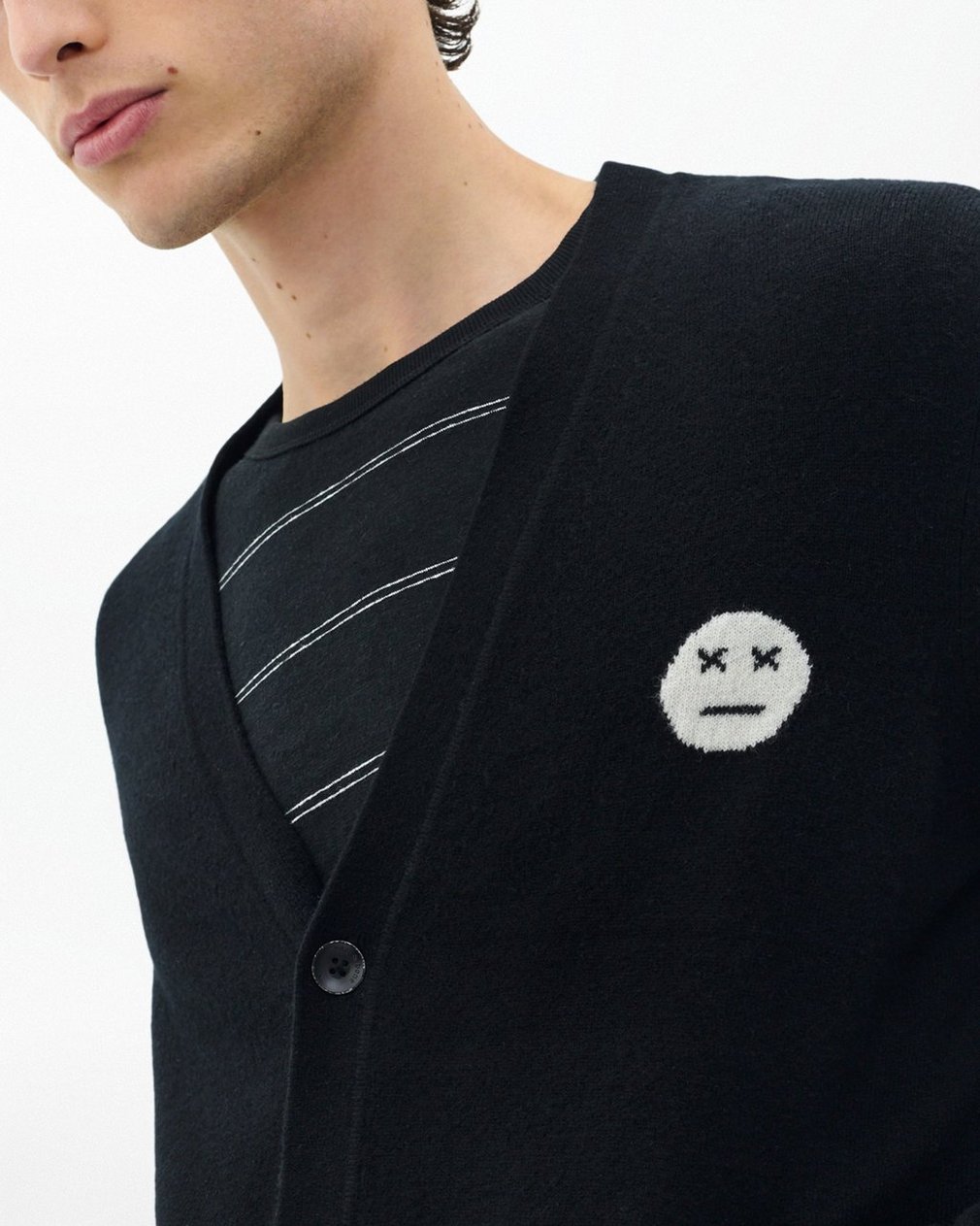 Sour Face Wool Cardigan Black - Image 4