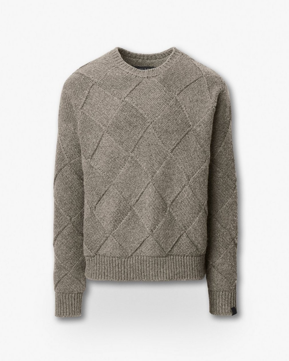 Hand-Knit Entrelac Wool Sweater Charcoal - Image 2