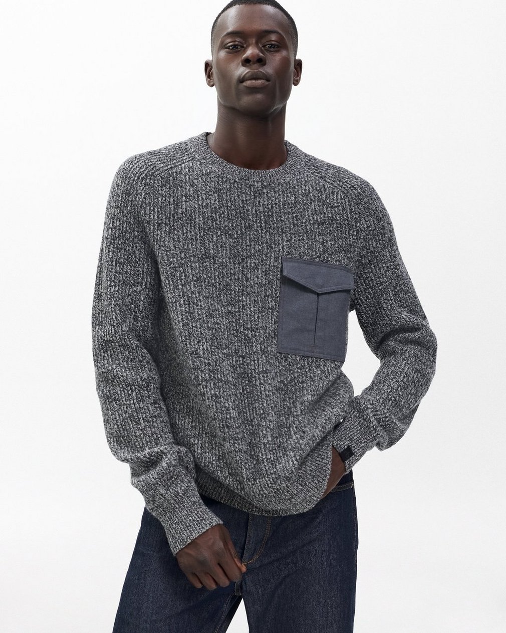 Walker Marled Mixed-Media Sweater Grey Multi