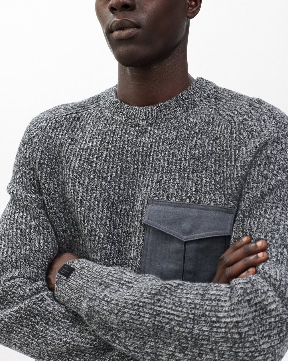 Walker Marled Mixed-Media Sweater Grey Multi - Image 4