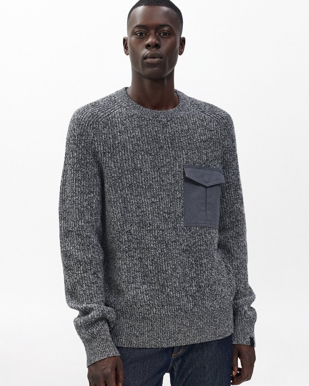 Walker Marled Mixed-Media Sweater Grey Multi - Image 5
