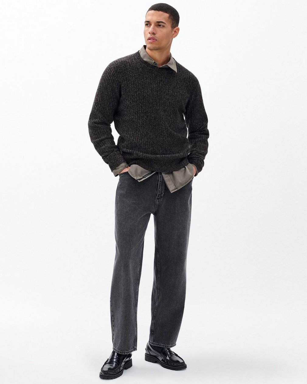 Jensen Ribbed Cashmere Sweater Brown Multi - Image 2