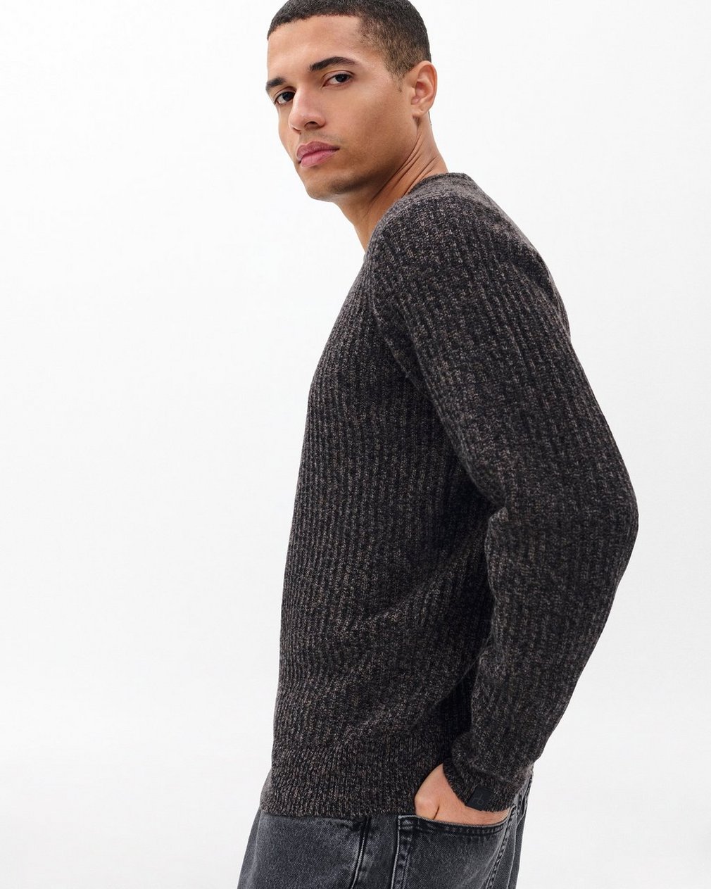 Jensen Ribbed Cashmere Sweater Brown Multi - Image 4