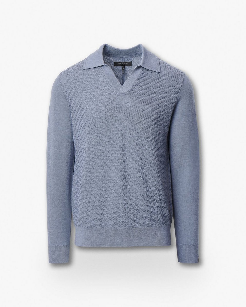 Charles Johnny Collar Wool Polo Blue - Image 2