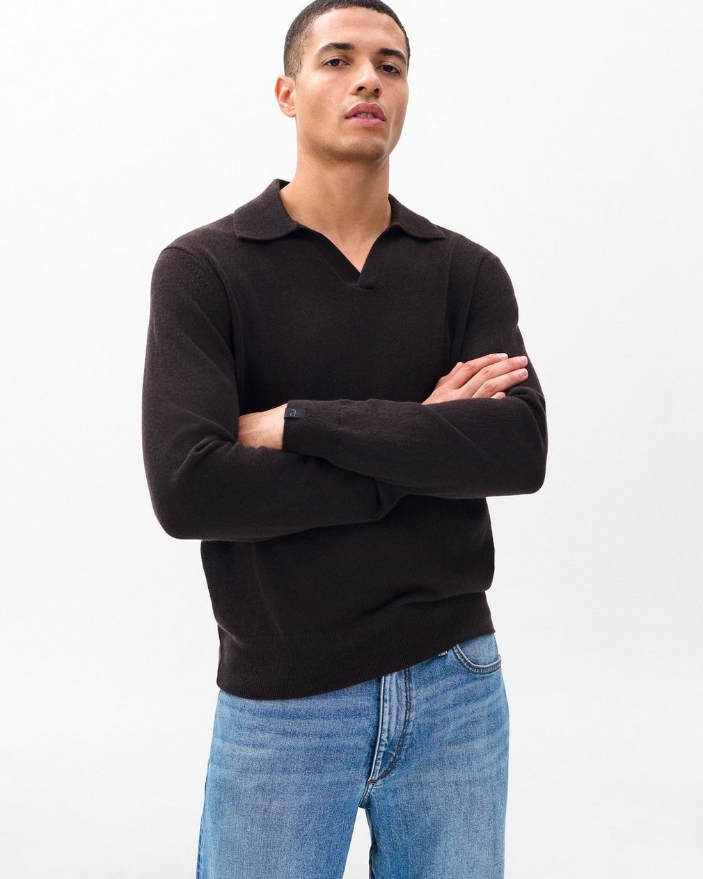 Downing Cashmere Polo Dark Brown