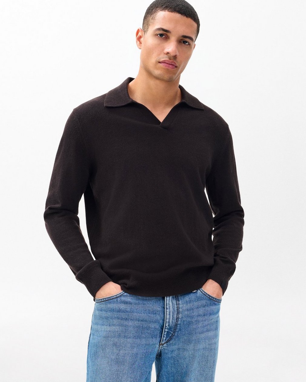 Downing Cashmere Polo Dark Brown - Image 5
