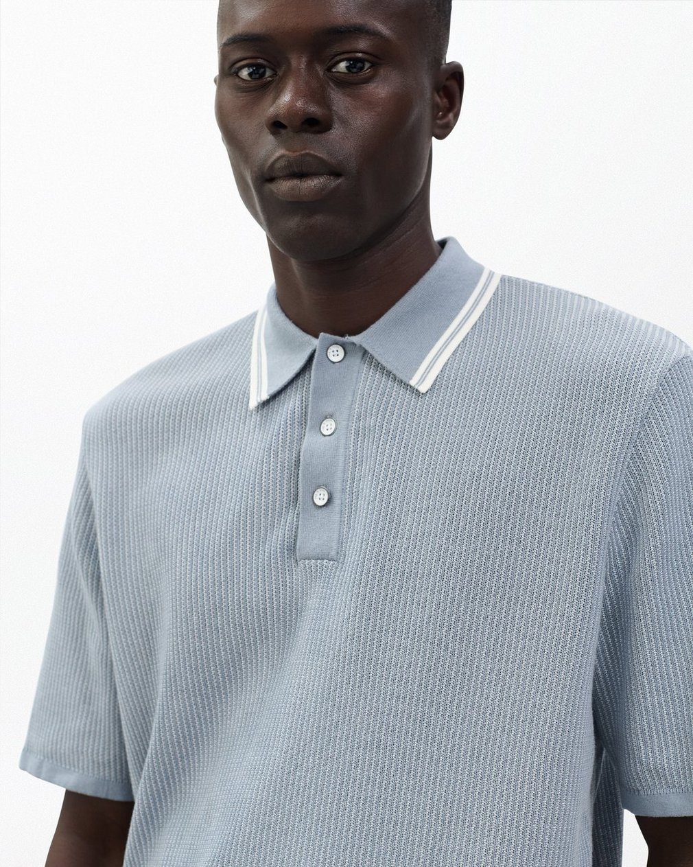 Harvey Tipped Knit Polo Light Blue - Image 5