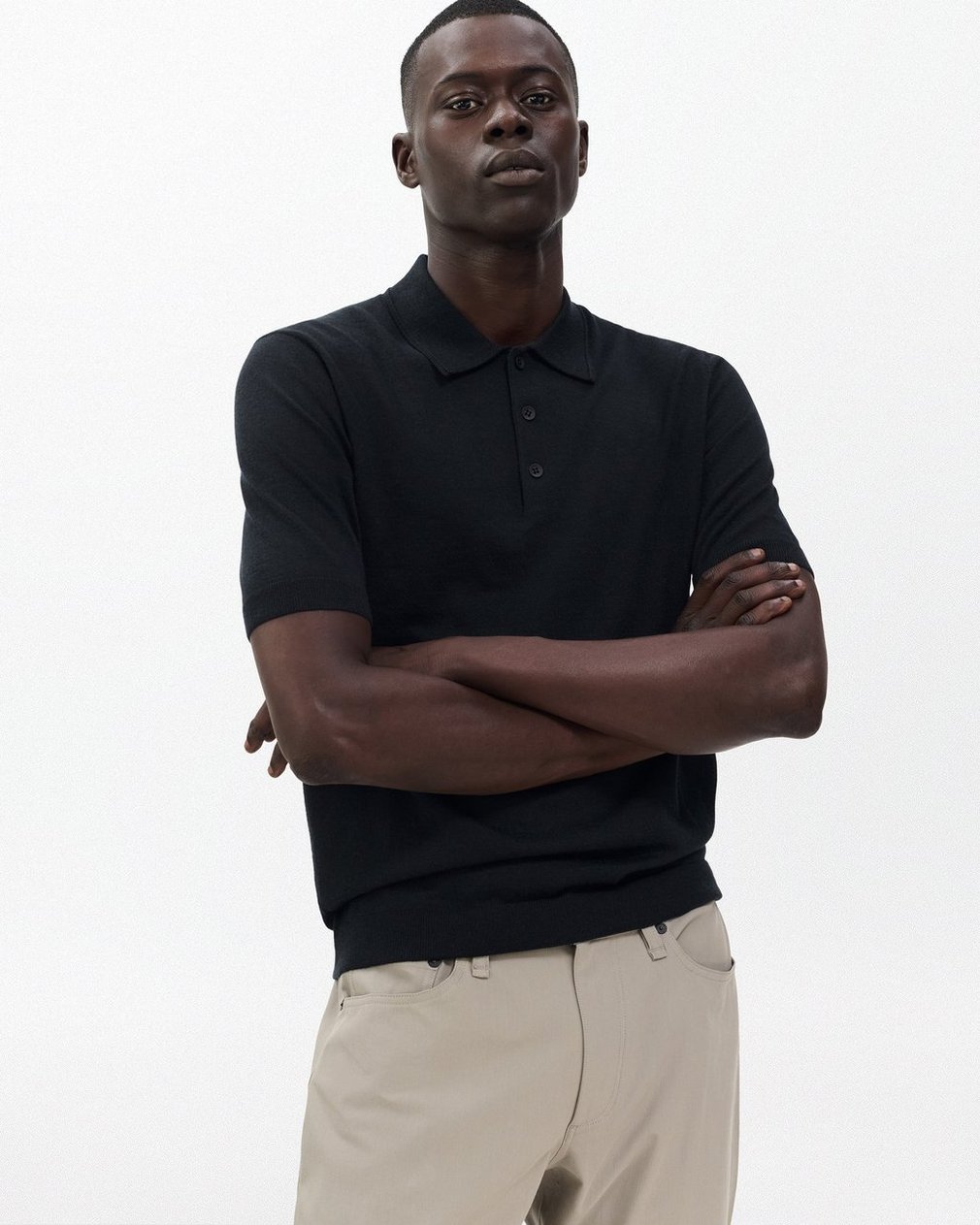 Downing Lightweight Cashmere Polo Black