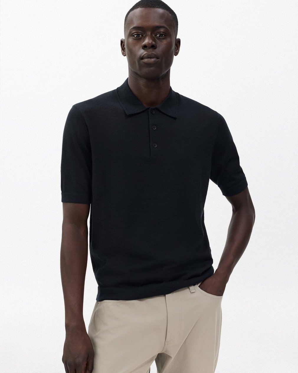 Downing Lightweight Cashmere Polo Black - Image 5