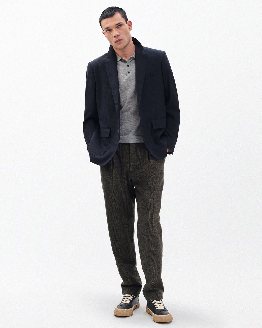Downing Lightweight Cashmere Polo Heather Grey - Image 3