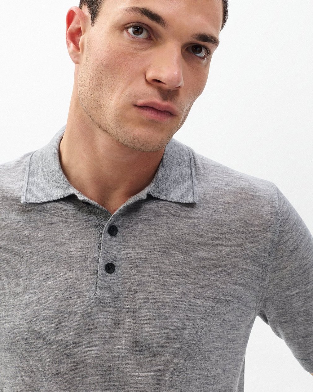 Downing Lightweight Cashmere Polo Heather Grey - Image 4