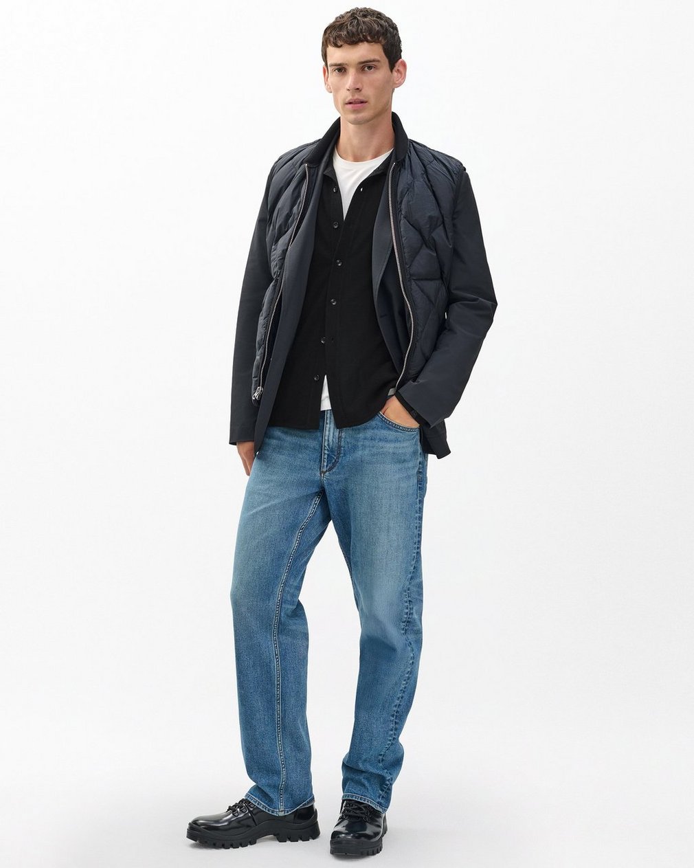 Crawford Wool-Cashmere Knit Shirt Black - Image 3
