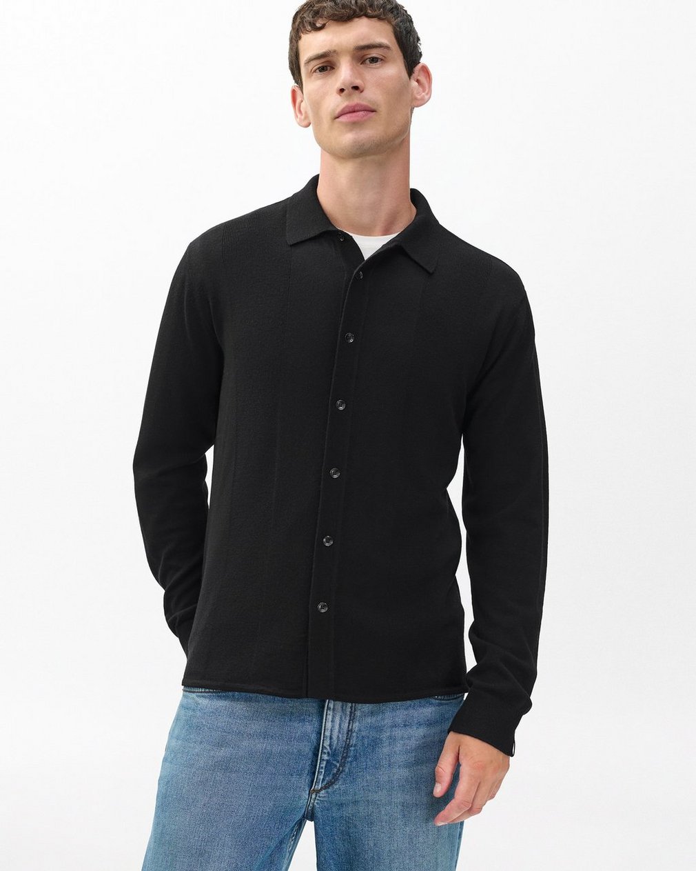 Crawford Wool-Cashmere Knit Shirt Black - Image 4