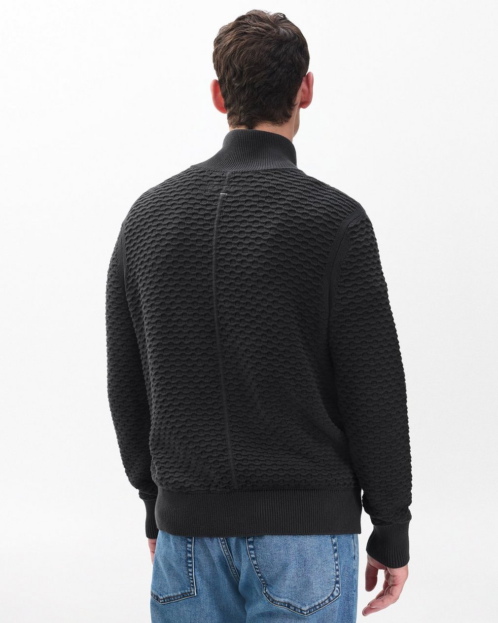 Andrew Cotton Full-Zip Sweater Dark Grey - Image 6
