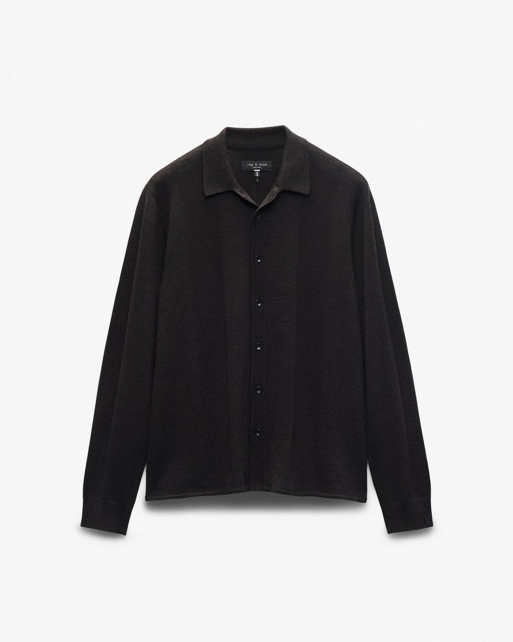 Crawford Wool-Cashmere Knit Shirt Dark Brown - Image 2
