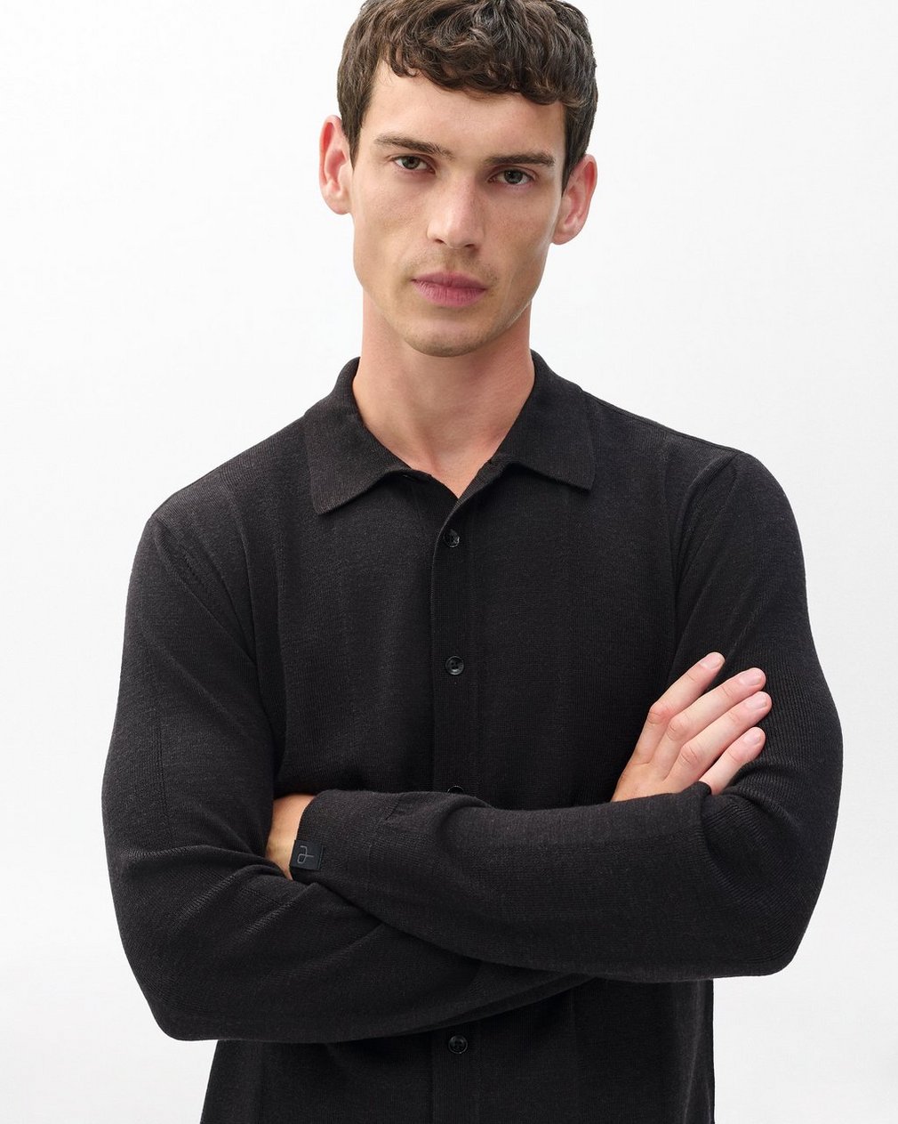 Crawford Wool-Cashmere Knit Shirt Dark Brown - Image 5