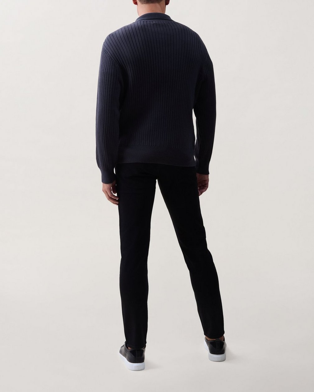 Curtis Ribbed Quarter-Zip Sweater Dark Grey - Image 2