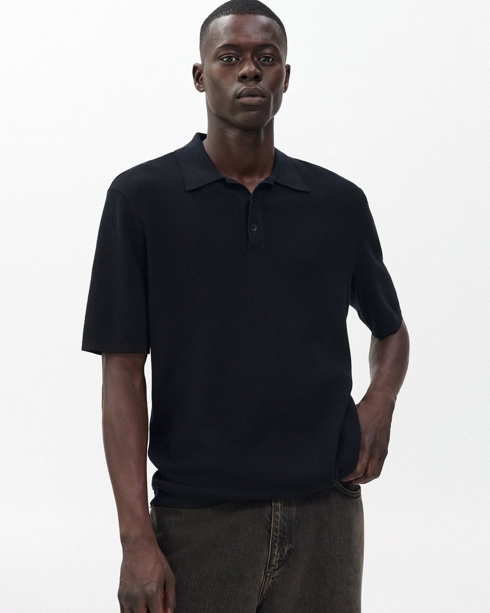 Harvey Knit Polo Shirt Black