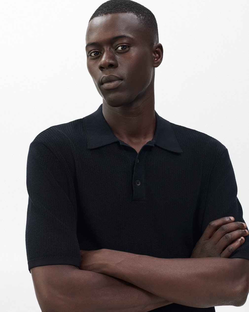 Harvey Knit Polo Shirt Black - Image 4